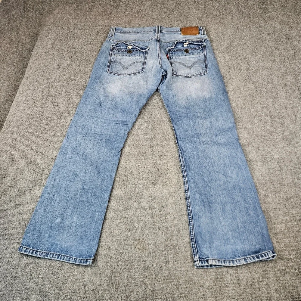 Levi's 527 Jeans Mens 30x30 Bootcut Flap Pocket Thick Leather Patch Light Wash